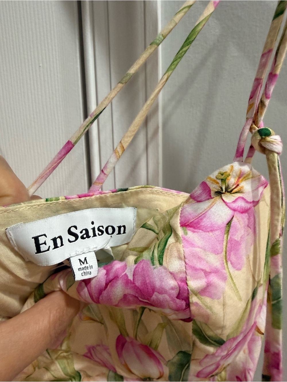 En Saison Pink & Cream Floral Midi Dress NWOT - Picture 2 of 3